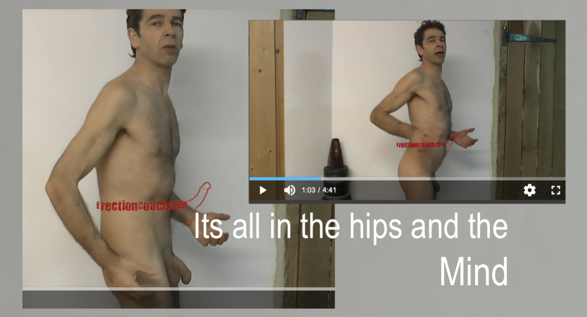 naked man showing two different hip positions relating to pelvic floor exercise